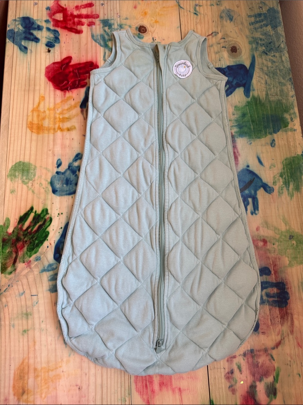 Quilted Light Sage Kids Sleep Sack with Front Zip
